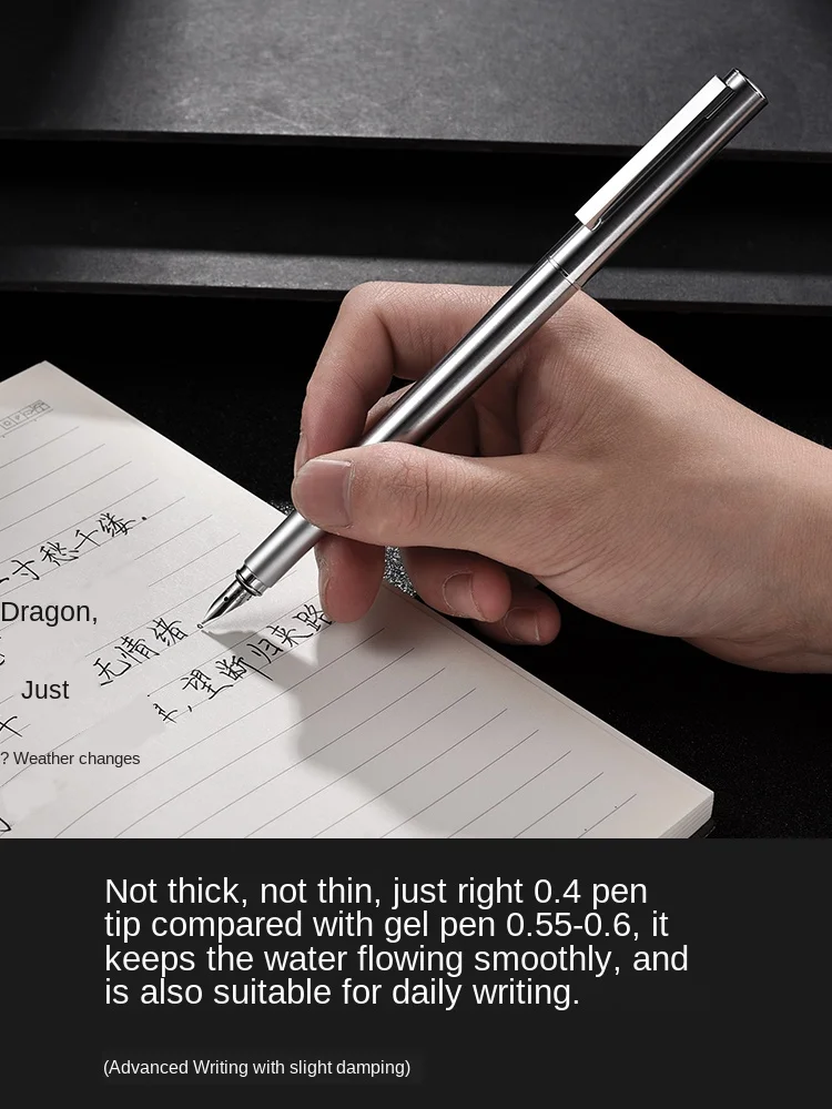 Перьевая ручка HongDian металлическая из нержавеющей стали с тонким пером 0 4 мм яркое