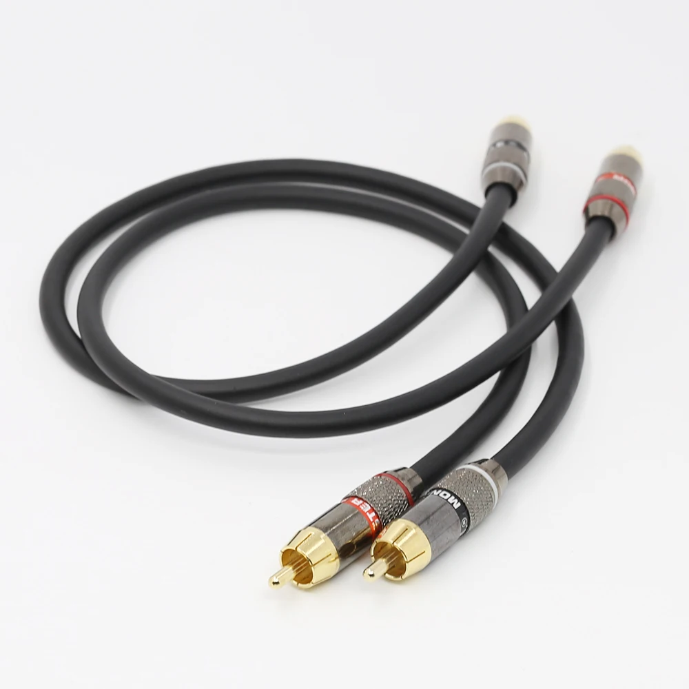 

Pair RCA interconnect cable hifi audio signal wire with 24K Gold plated HI End RCA Connector