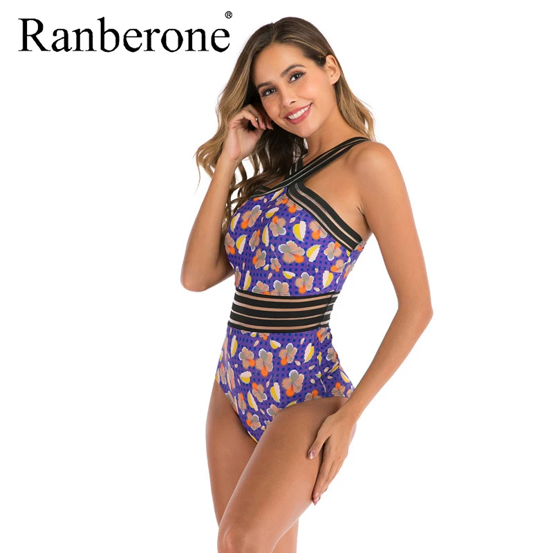 Женский слитный купальник с чашками пуш ап и высоким воротом|Комбинезоны| |