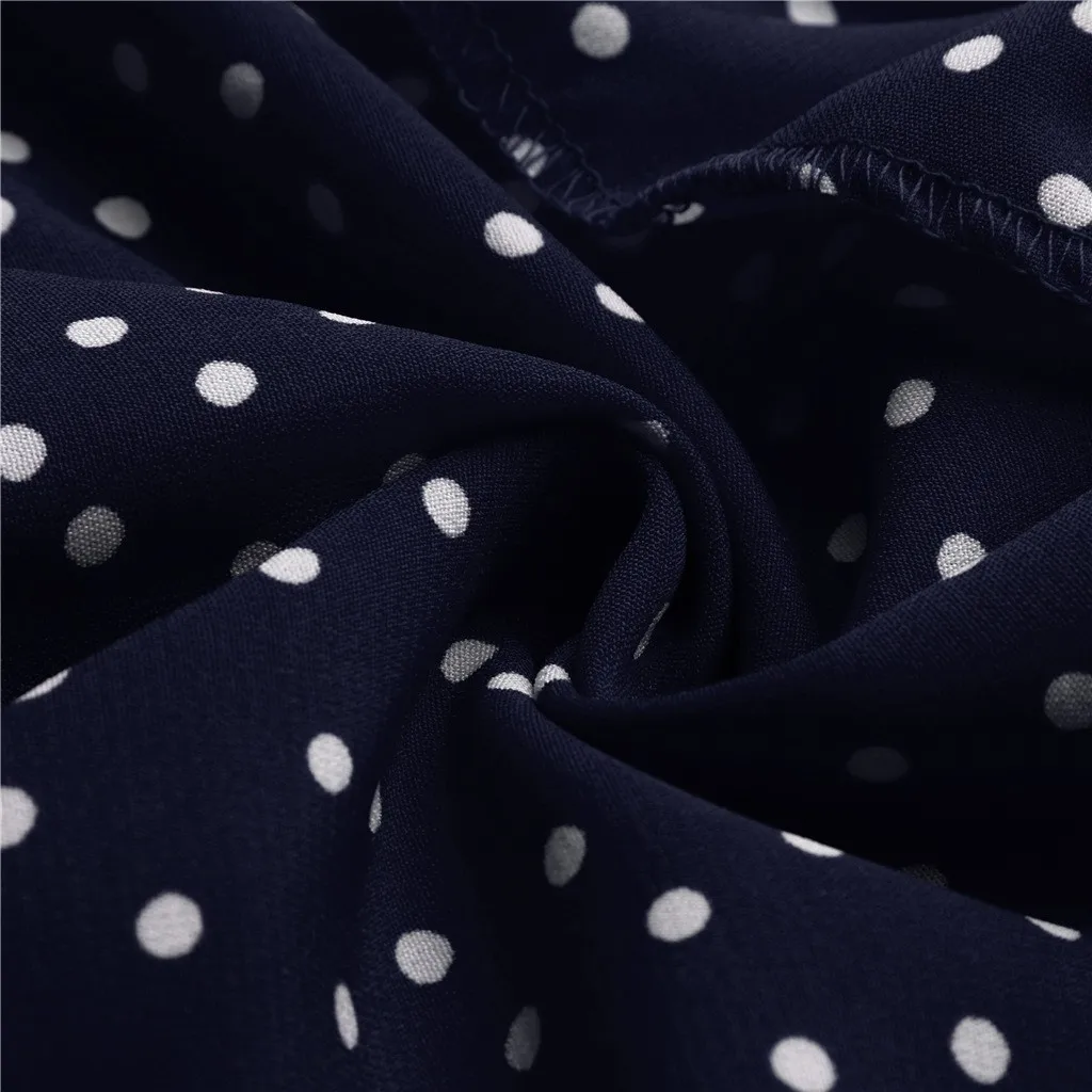 

Dresses Women V-neck Flare Sleeve Cross Ruffles Polka Dot Print Swing Casual Mini Dress
