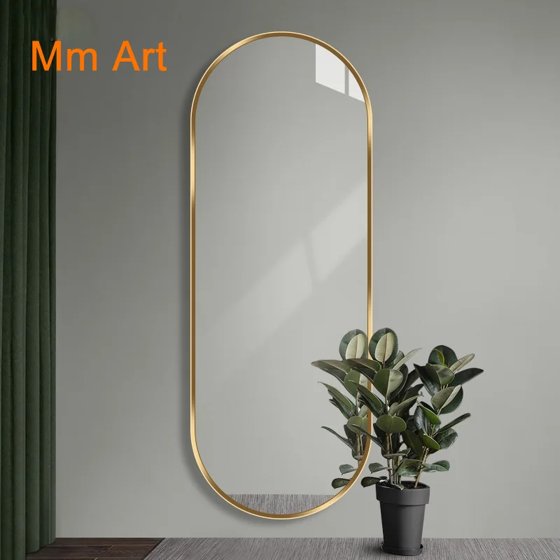 

Full length mirror aluminum alloy frame oval full length mirror wall mounted explosion proof cloakroom decorative mirror