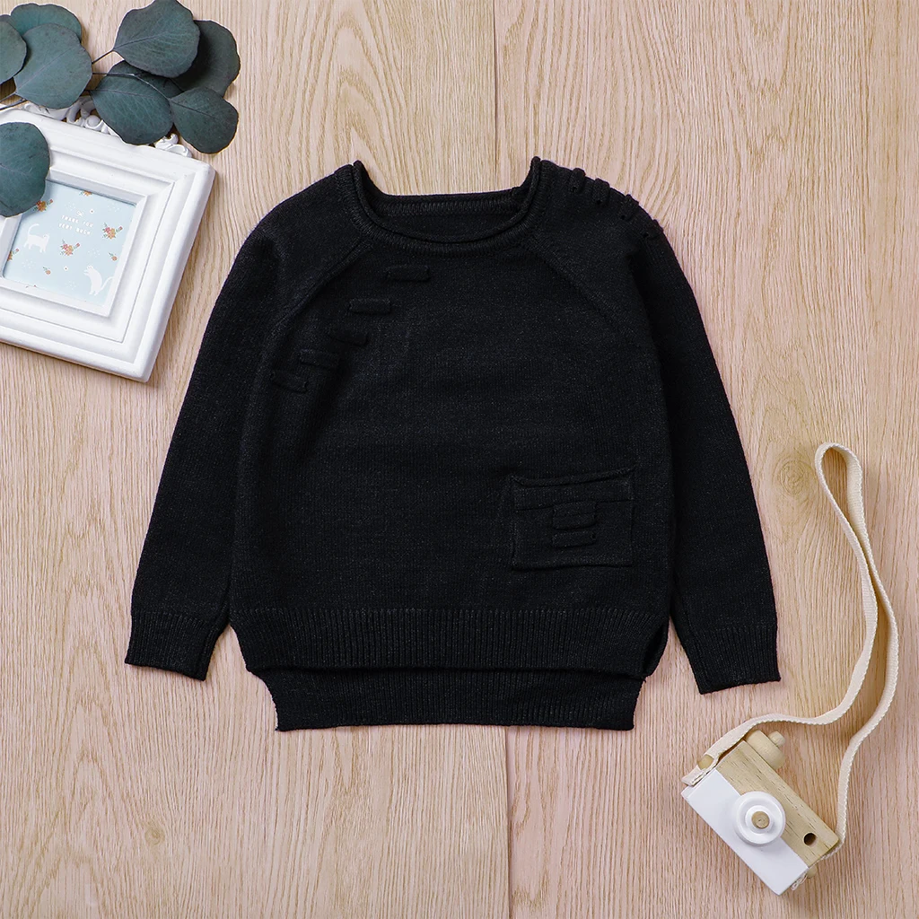 

2020 Kids Boys Sweaters Boys Autumn Winter Solid Sweaters Children Knitted Pullover Kids Outerwear Pure Cotton Age 3-7 Years