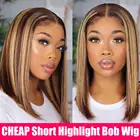 Парик с эффектом омбре Боб, парики из человеческих волос на сетке спереди, выделяющий парик, парик из натуральных волос на прямой сетке спереди, T-образный парик из прямых человеческих волос