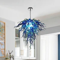 modern chandelier lightings blue murano hand blown glass chandelier lamps led lights fixtures for home indoor decoration