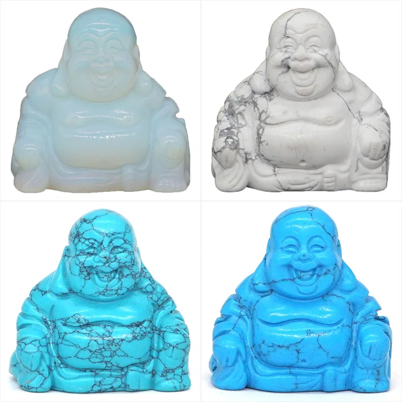 Фото Статуя Будды Maitreya 1,4 дюйма, натуральный драгоценный камень, хрусталь, ручная работа, искусственная чакра, счастливая статуэтка, ремесло, домашний декор №2