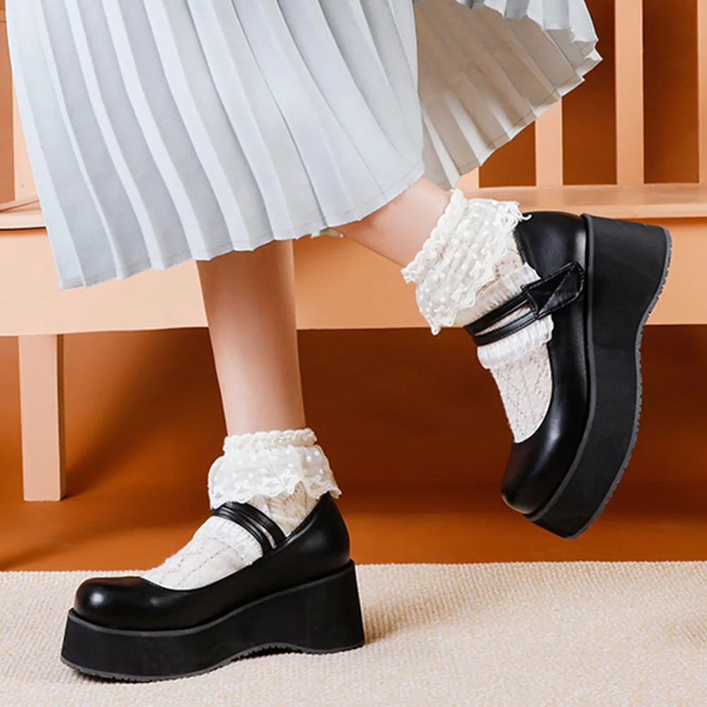 

2021 Brand New Shoes Women Mary Janes Leisure Comfortable Black Lolita Gothic Platform Chunky Heels Footwear