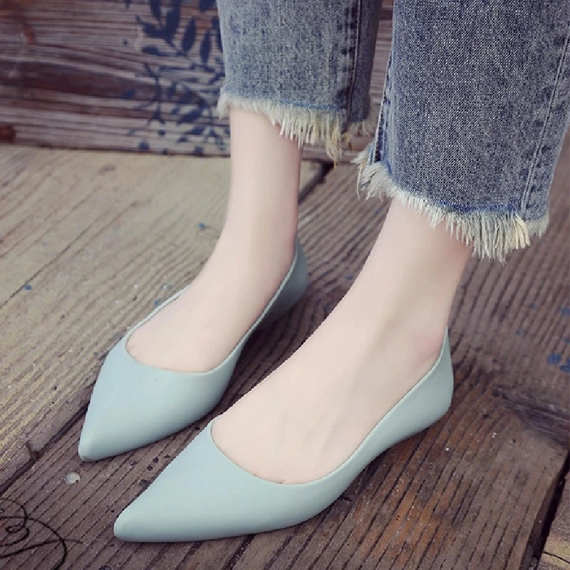 Women Pointed Toe Flat Spring Ladies Slip on Office Career Red Shoe Shallow Female Casual Fashion Comfortable Jelly Shoes