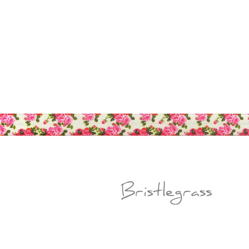 Rose Flower BRISTLEGRASS 2 ярда 5/" 1,5 см Сова Фламинго цветочный принт враг складной над эластичными повязка из спандекса волос галстук платье с повязкой швейная отделка - Цвет: Rose Flower