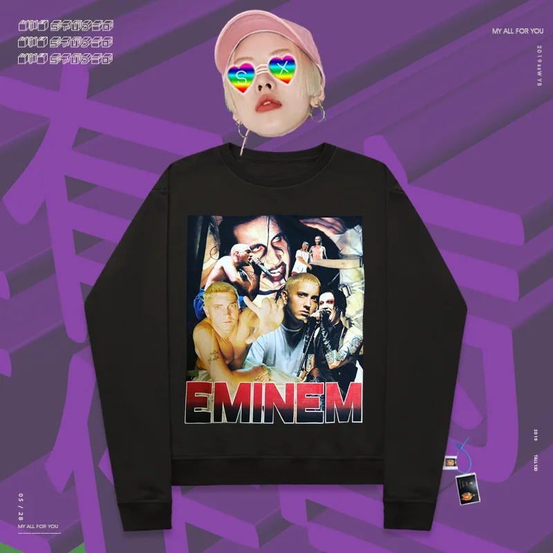 Round neck pullover spoof hophip personality Eminem Amm Marilyn Monson printed streetwear print fabric Unisex |