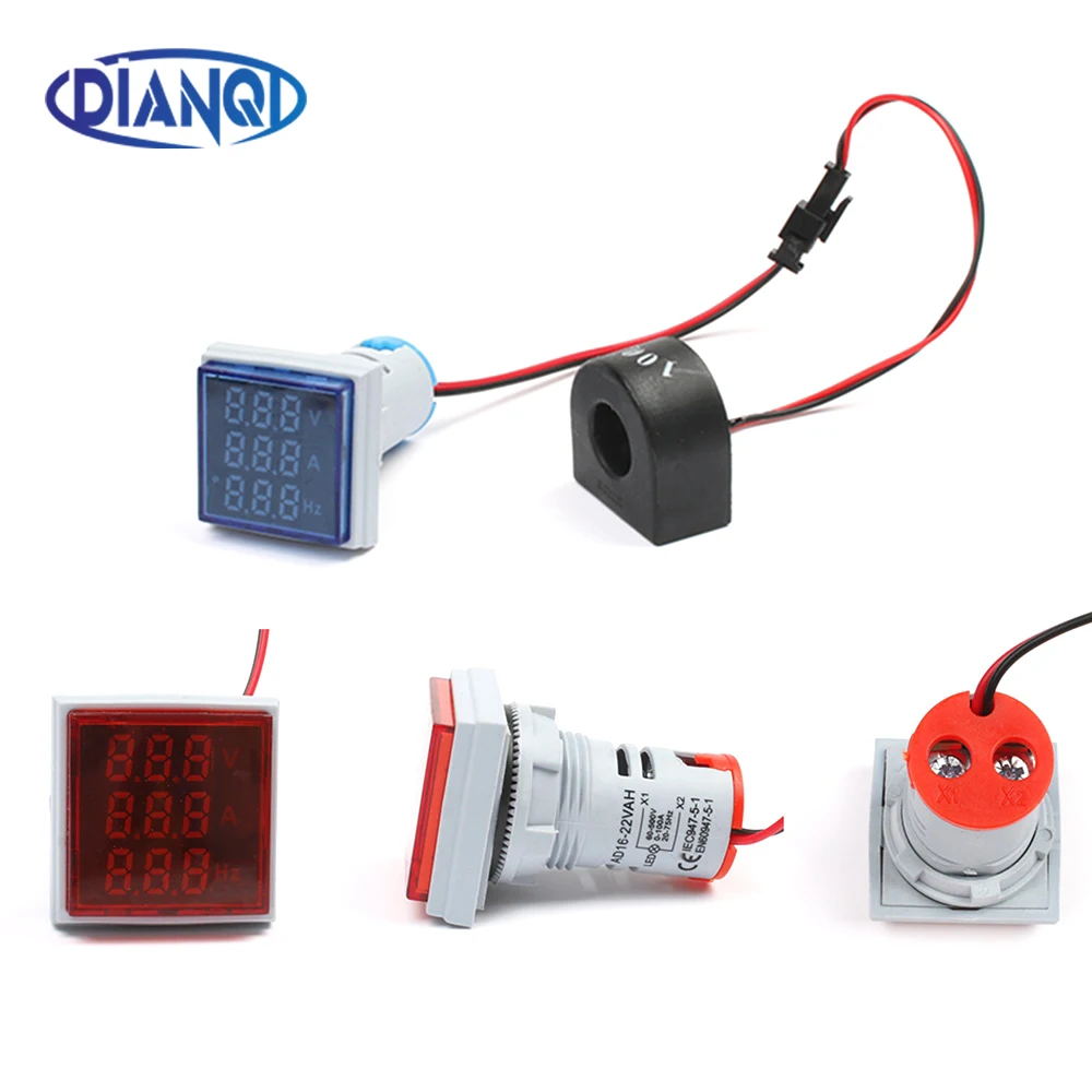22 мм цифровой 3 в 1 Гц ток вольтметр Амперметр AC светодиодный индикатор напряжения