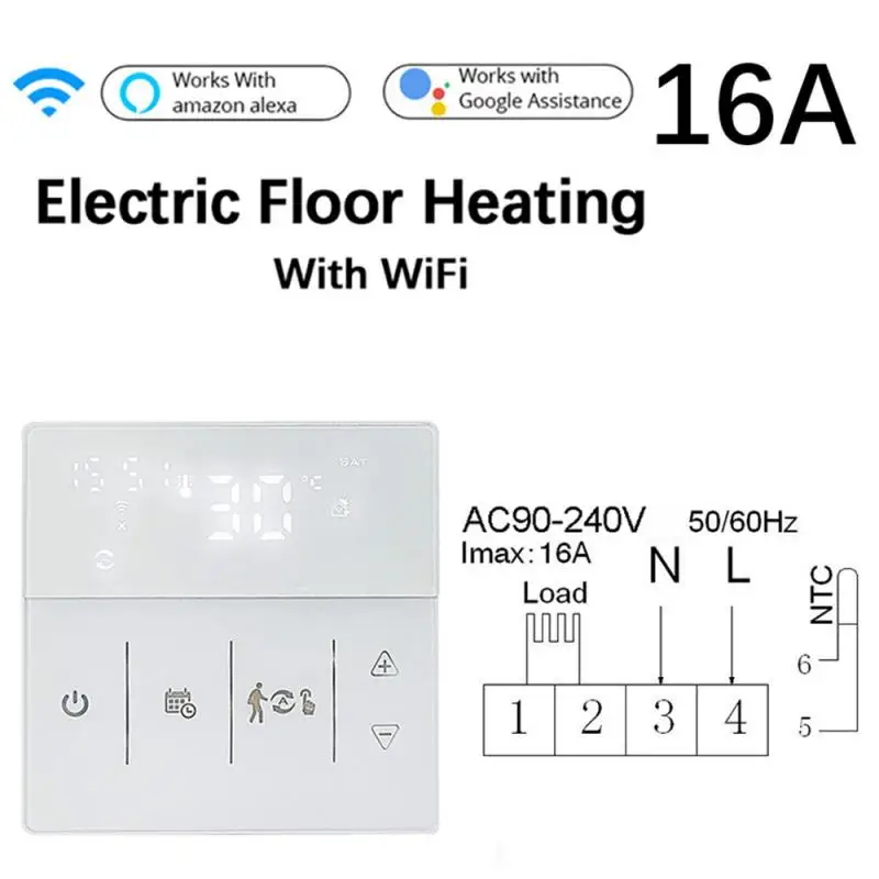 

Умный термостат Tuya для теплого пола, Wi-Fi, с пультом ДУ