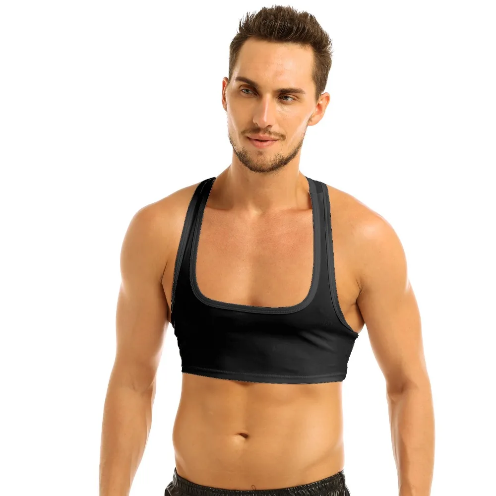 Мужская экзотическая майка без рукавов Y Back Muscle Half Tank top, майка, футболки, Клубная одежда, сценический костюм, сексуальное нижнее белье, топы
