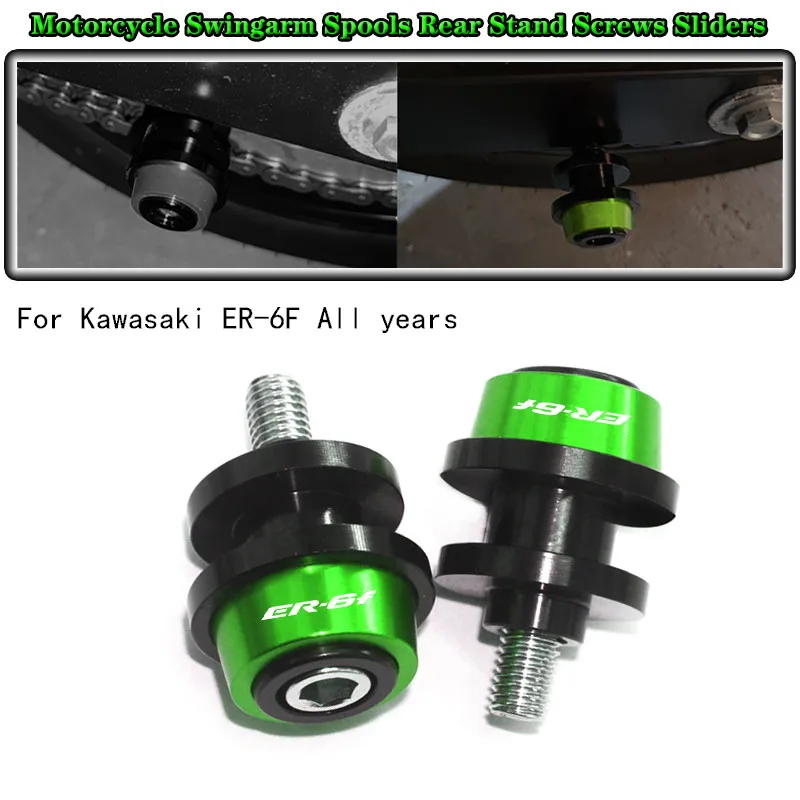 

For Kawasaki ER 6F ER-6F ER 6 F ER6F All Years 8/10MM Motorcycle SwingArm Sliders Spools CNC Swing Arm Stand Screw Paddock