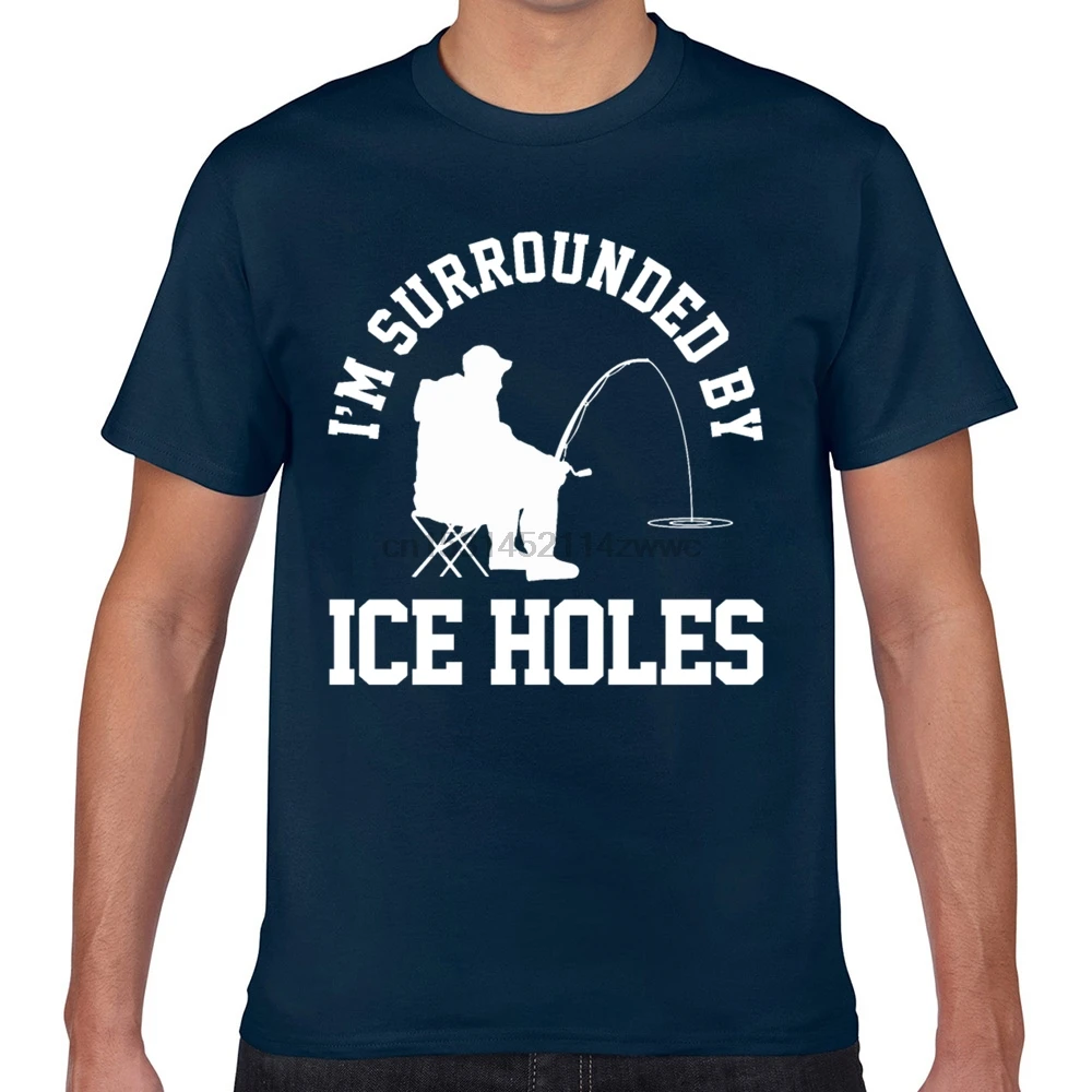 Футболка мужская с надписью im Surround by ice Hole смешная принтом для зимней рыбалки в