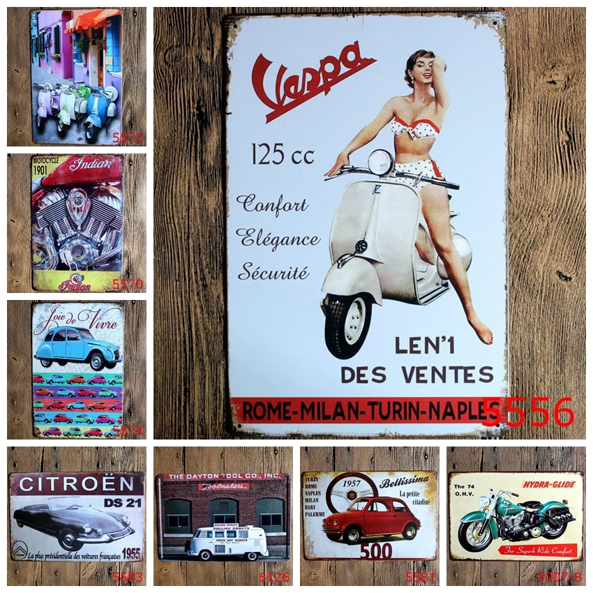 Классический винтажный автомобильный мотоцикл всадник придорожный оловянный