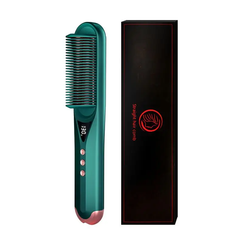 

2 In 1 Professional Hair Straightener Brush Tourmaline Ceramic Hair Curler Curling Straightening Irons Comb LED Digital Display