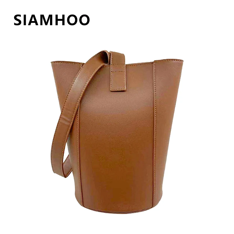 

SIAMHOO кожаная сумка на плечо в форме бочонка для женщин модные дизайнерские Брендовые женские сумки Простые вместительные женские сумки