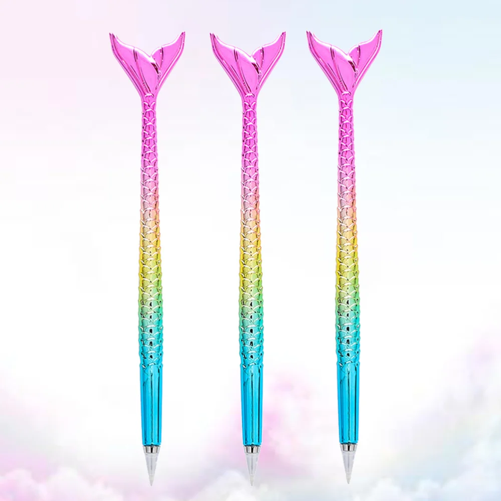 

6pcs Cartoon Mermaid Design Ballpoint Pens Student Supplies Ball Sign Pen