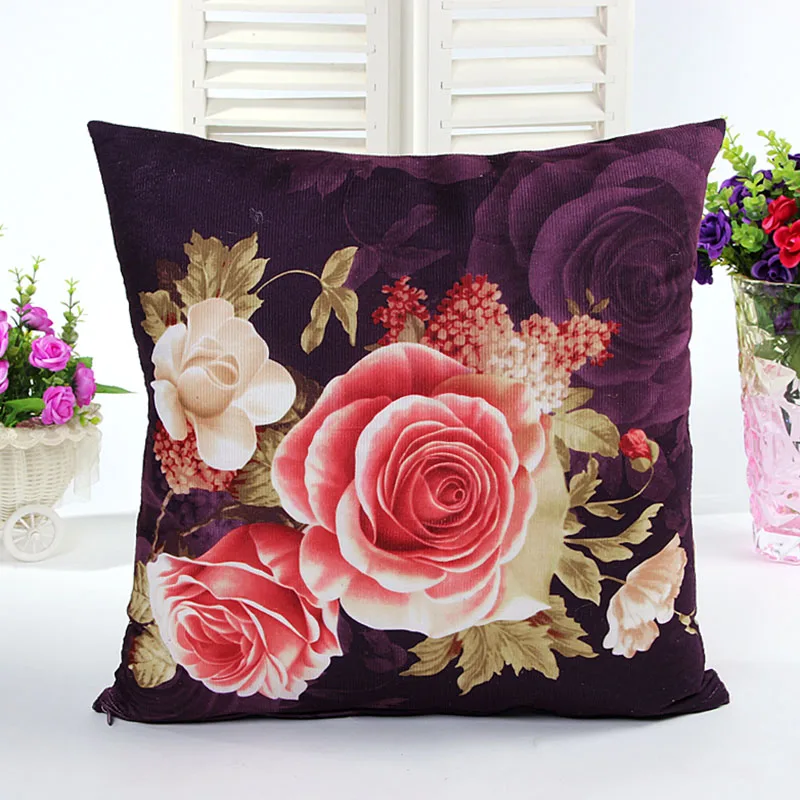 Наволочка в европейском стиле с принтом большой узор цветы пиона декоративное