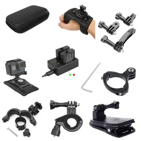 Экшн-камера для Go Pro, аксессуары для велосипедного шлема, кронштейн для крепления на зажиме, ремешок для Gopro Hero 9/8/7/6/5/4/3 + черный