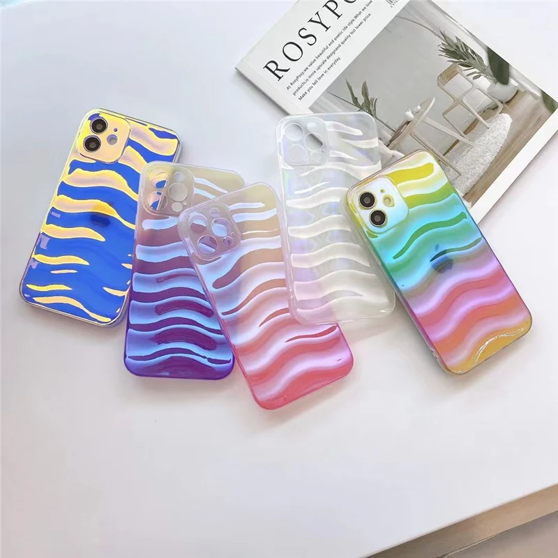 

Gradient Water ripple phone case for iphone 11 11Pro 12 12Pro Max XR X XS Max 7 8 Plus SE 2020 silicone case protective Cover