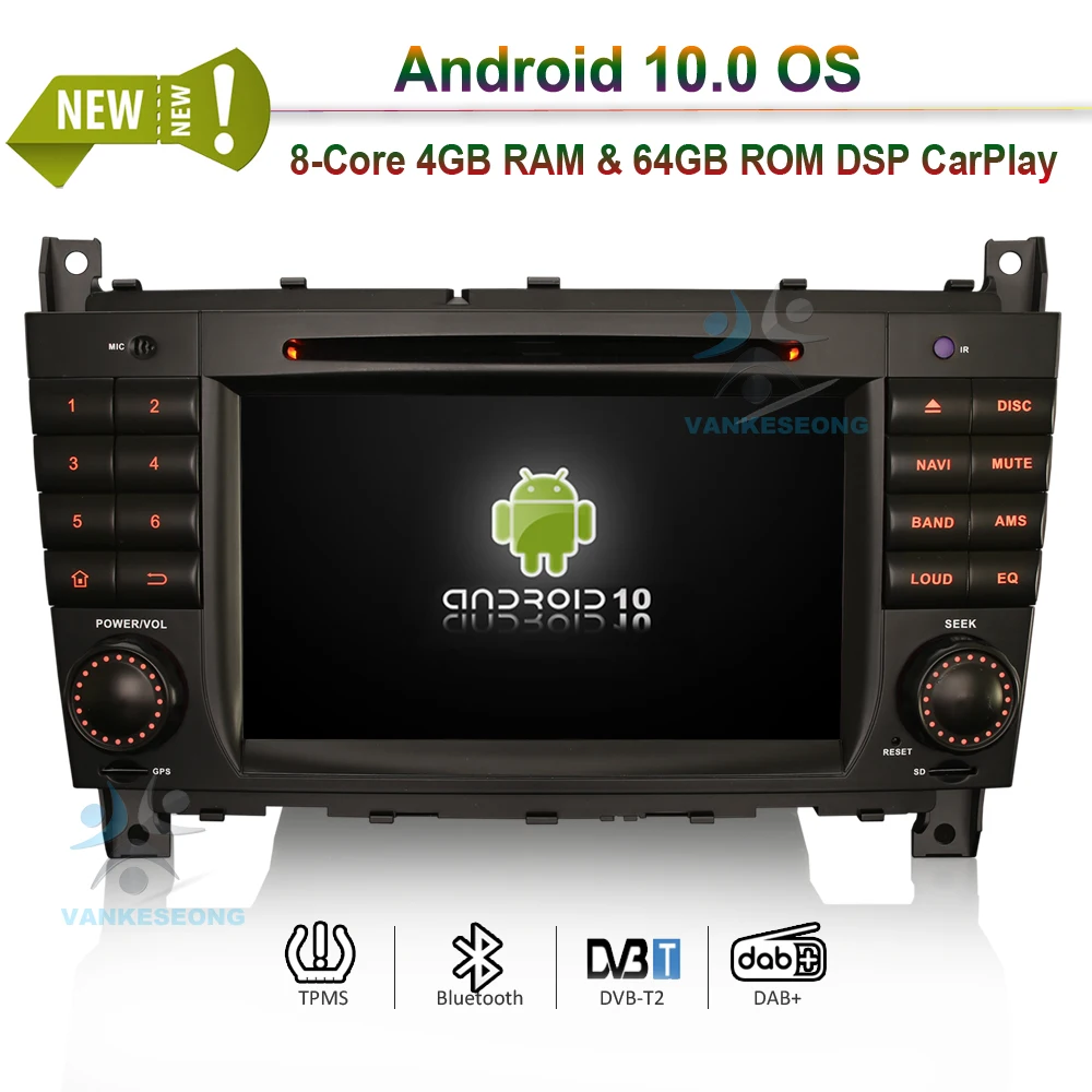 

7" Android 10 Car Multimedia DVD GPS Sat-Nav BT DAB Radio Head Unit for Mercedes Benz CLK Class W209 2005-2011 CLK200 CLK220