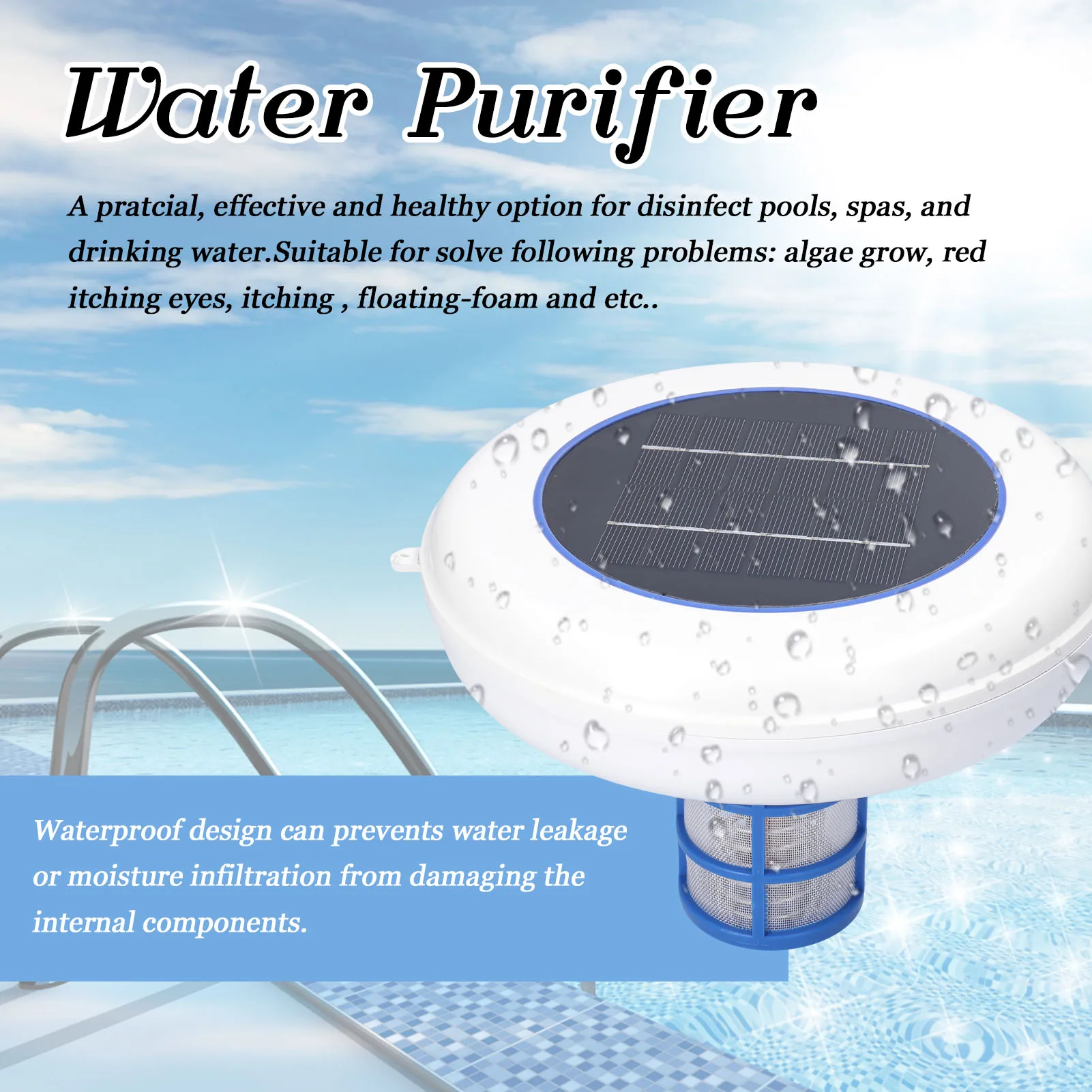

Эффективный очиститель воды для бассейна на солнечной энергии с серебряными ионами, ионизатор для бассейна, устройство для устранения водо...