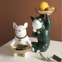 european luxury creative animal bulldog storage tissue box tray resin ornaments home livingroom coffee table decoration crafts