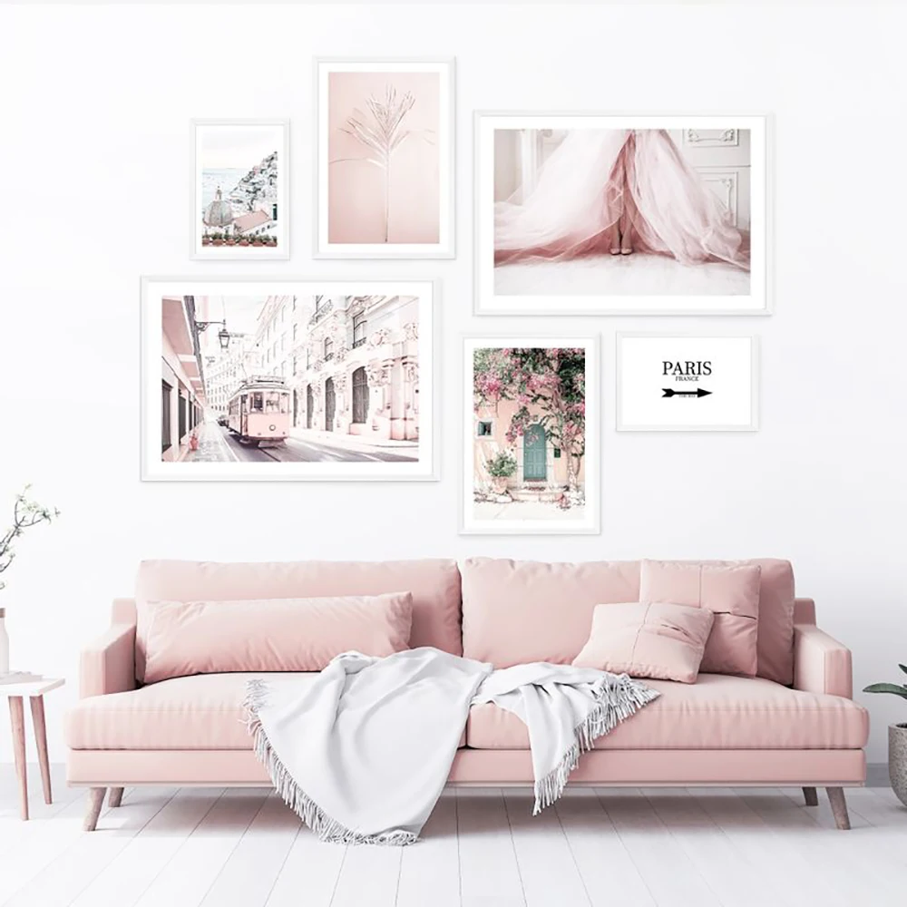 

Italy Amalfi Coast Door Car Poster Nature Landscape Print Pink Beach Dream Quote Wall Decor Canvas Art Painting Seascape Picture