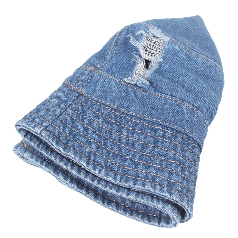 Панама в стиле хип-хоп для мужчин и женщин однотонная Складная Модная Джинсовая с