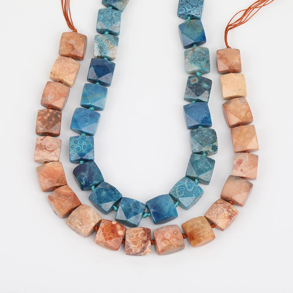 Синий цвет квадратный коралловый нефрит ломтики разделитель бусины ювелирные