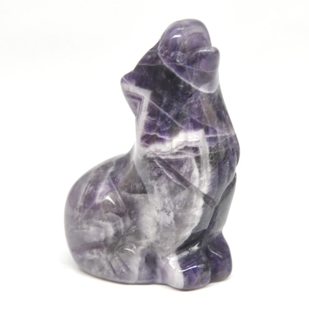 2 дюйма статуя волка натуральный камень аметист резное украшение для дома