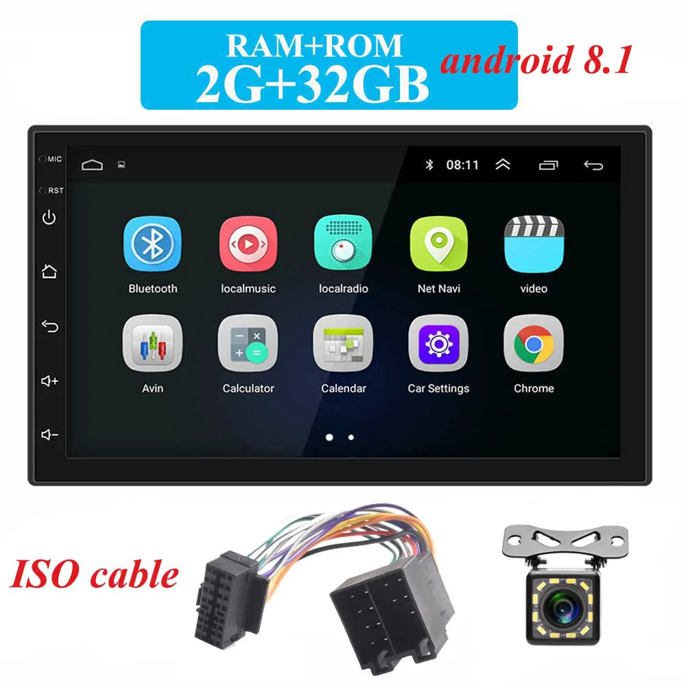 2 with 32 iso Android 8,1 автомобильное радио стерео gps навигация Bluetooth wifi Универсальный 7 ''2din 2.5D ips автомобильное радио стерео четырехъядерный мультимедиа - Цвет: 2 with 32 iso