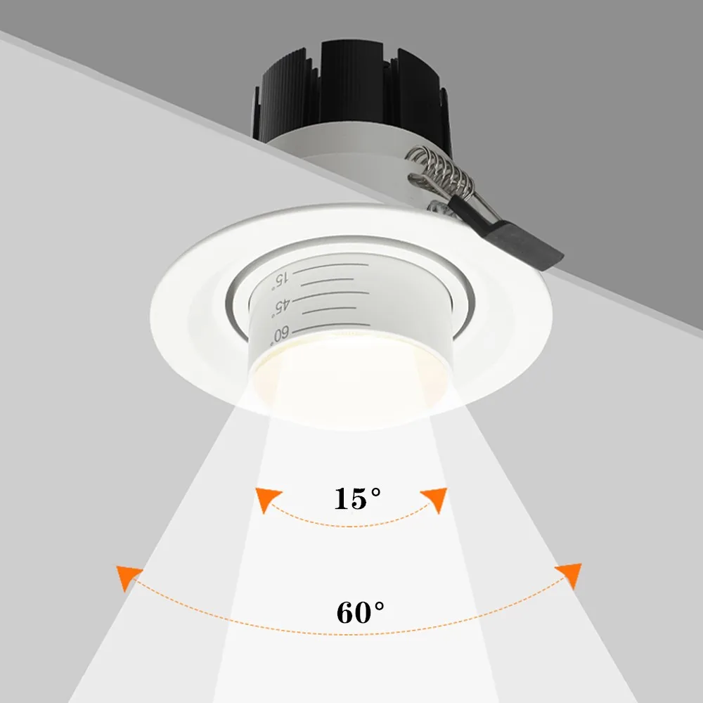 Фокусируемый светодиодный Светильник направленного света s 5 Вт 10 Вт, светодиодный потолочный светильник 15 Вт, встраиваемый точечный круглы...
