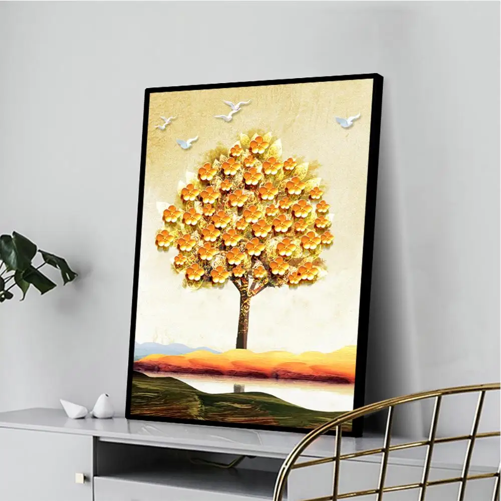 Картина с золотым деревом настенная живопись холст постеры и принты Современное
