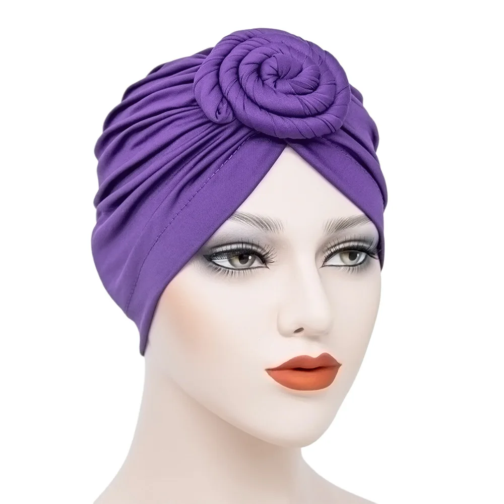 

Satin wish New Milk Silk Donut Tam-O'-Shanter Ball Cap Women Knotted Plate Bead Caps Sleeve Cap Bonnet Wholesale Stain Bonnet