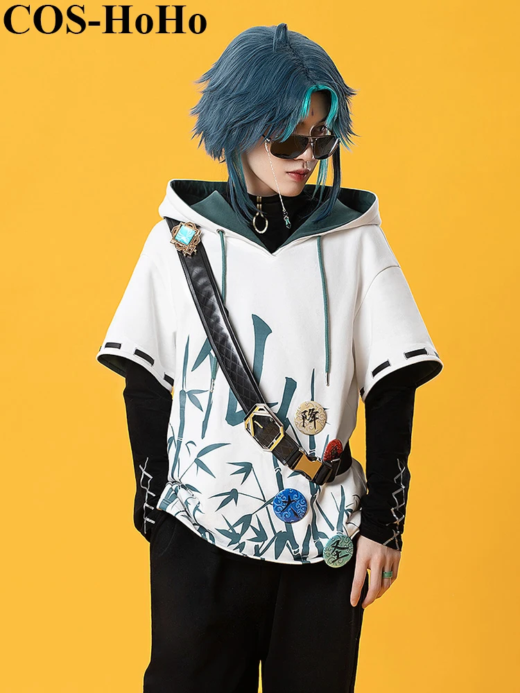 

COS-HoHo Anime Genshin Impact Xiao Daily Fashion Suit Hoodie Uniform Cosplay Costume Party Role Play Outfit For Men NEW