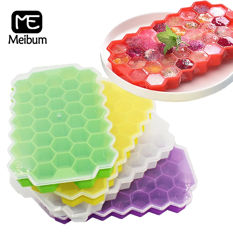 

37 Cavity Honeycomb Ice Cube Trays with Removable Lids Silicone Chocolate Moulds Food Grade Ice Cube Mold for Whiskey Cocktail