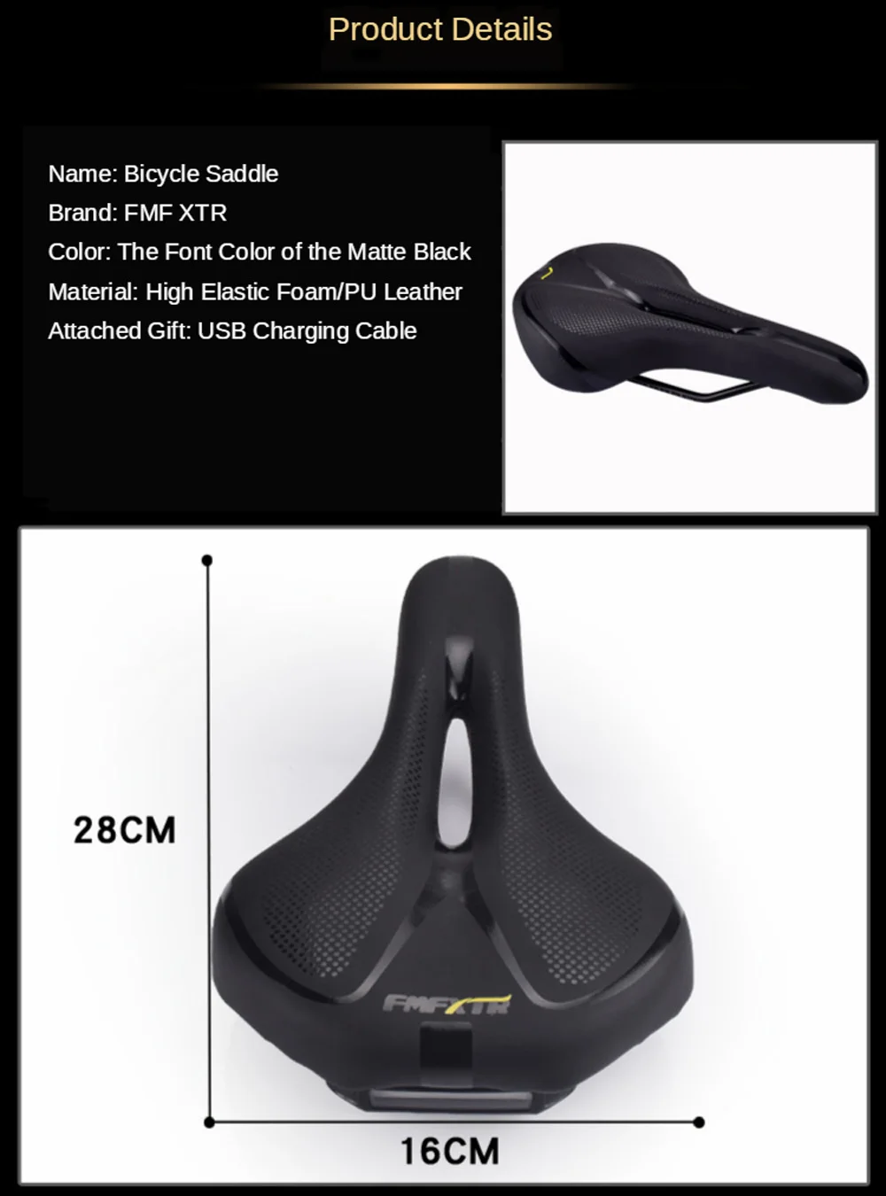 

Bicycle Seat Saddle Mountain Bike Seat Cushion Comfortable Soft Thicker Seat With Taillight Universal Seat Bicycle Accessories