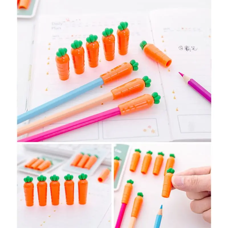 

2021 New 3pcs/pack Creative Carrot Chick Pen Pencil Sleeve Cover Extender Protector Office School Supplies Stationery