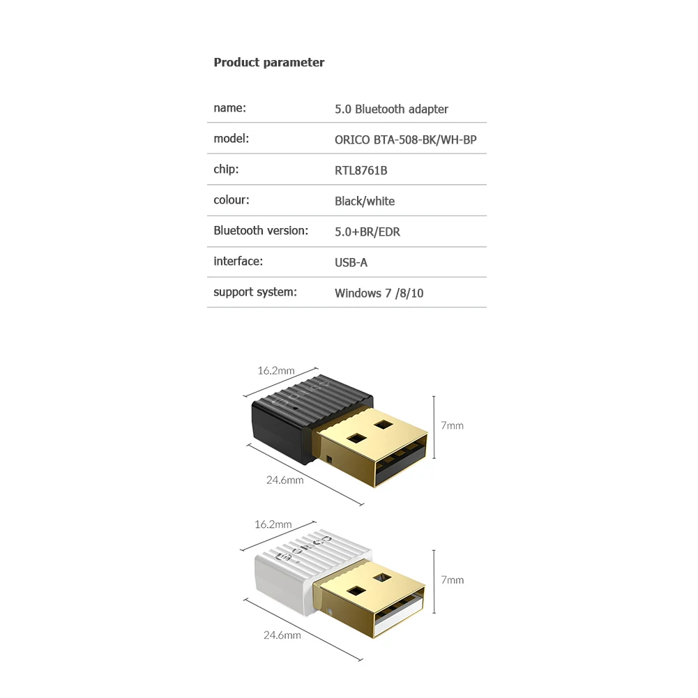 

ORICO BTA-508 Mini Wireless USB Bluetooth 5.0 Dongle Adapter Audio Receiver Transmitter aptx For PC Laptop Speaker Mouse Headset