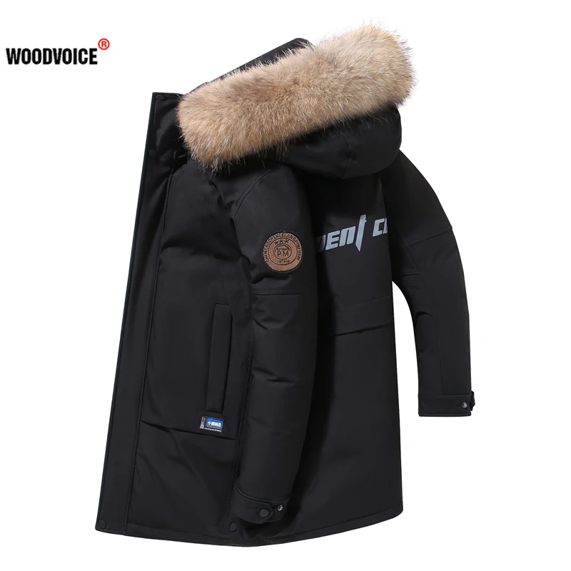 

Men Winter Down Jacket Thick Warm Mid-length Zipper Hooded Solid Long Sleeve Super Light Parkas Fashion Men Casual Jacket Coat