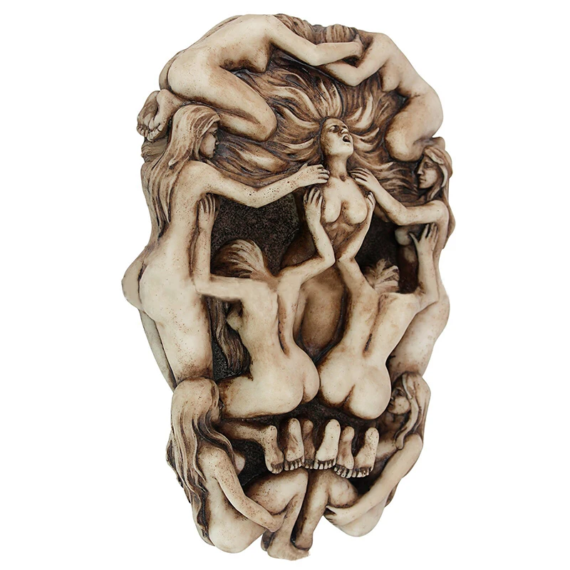 

Gothic Skull Statue Dark Mysterious Resin Hanging Wall Art Decor Supporting Women Scary People Sacrifice Ornament @ls