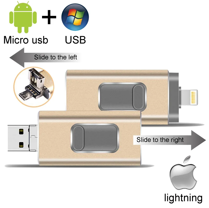 IPhone USB флэш-накопитель 32 Гб OTG Флешка 64 ГБ флеш-память ручка Usb ключ 3,0 для iPhone Android сотовый телефон Micro USB 512 ГБ