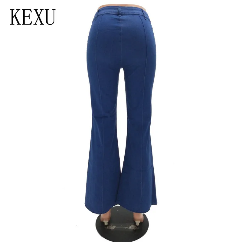 

KEXU Women High Waist Flared Jeans Pants Casual Wide Leg Denim Pants