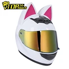 HNJ женский мотоциклетный шлем с полным лицевым покрытием Casco Moto дышащий шлем для мотокросса со съемными кошачьими ушками анти-осенний шлем 4 сезона