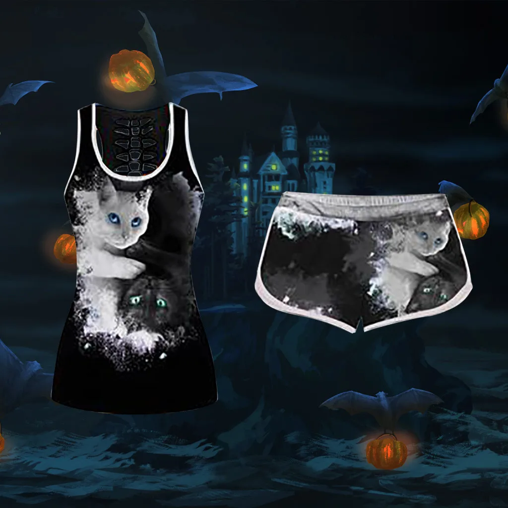 28 стилей горячая Распродажа женские рубашки без рукавов с принтом на Хэллоуин