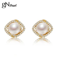 gn pearl genuine 6 7mm white freshwater fashion 2021 trend pearl stud earrings unusual bride hoops fine jewelry for women gift