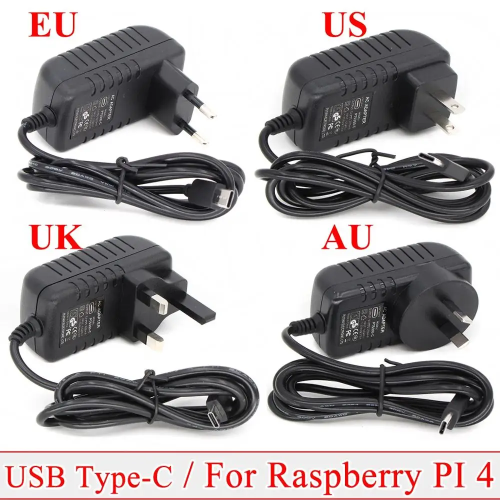 Raspberry PI 4 Модель B 5V3A 5 V/3A 3000mA адаптер питания usb type-C зарядное устройство Блок питания импульсный разъем