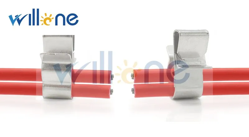 Willone 50 шт./лот 1,5 мм-2,0 мм x 4 мм 304 материал Зажимы для кабелей фотоэлектрических установок зажимы для кабелей солнечных батарей крепеж на приборную панель солнечной системы